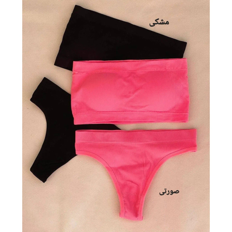 ست نیمتنه دکلته و شورت بکلس نخی کبریتی زنانه کاپدار متحرک سایز 38 تا 46