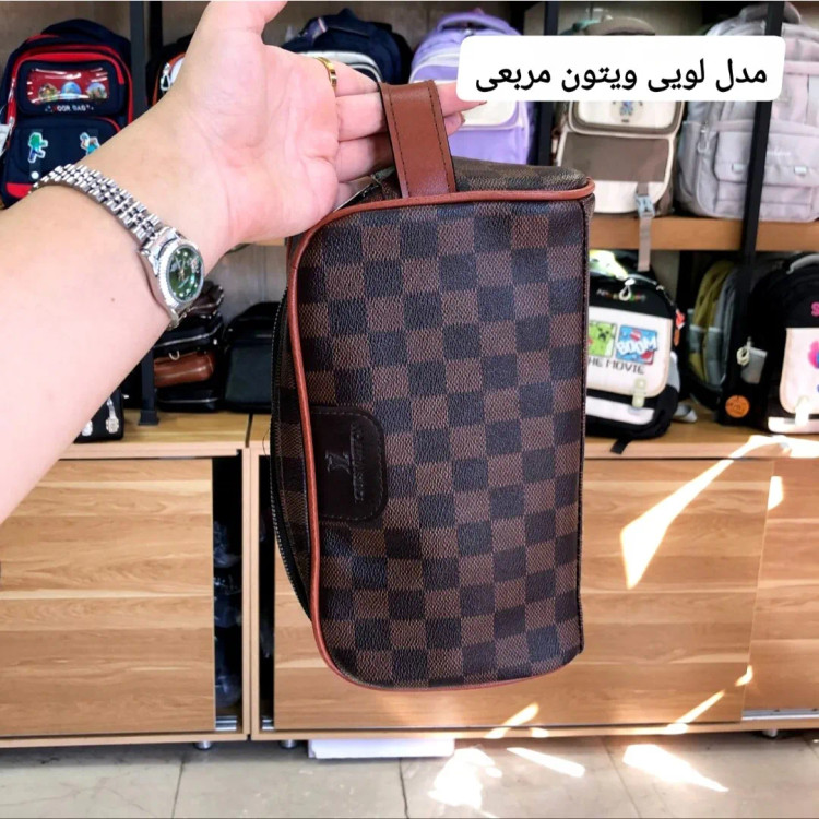 کیف دستی مردانه چرم صنعتی ضخیم دو خانه بند دستی